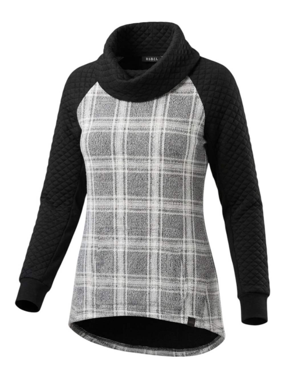 Tonia Debellis Plaid Quilted Cowl Neck Pullover Tunic With Pocket Size Medium